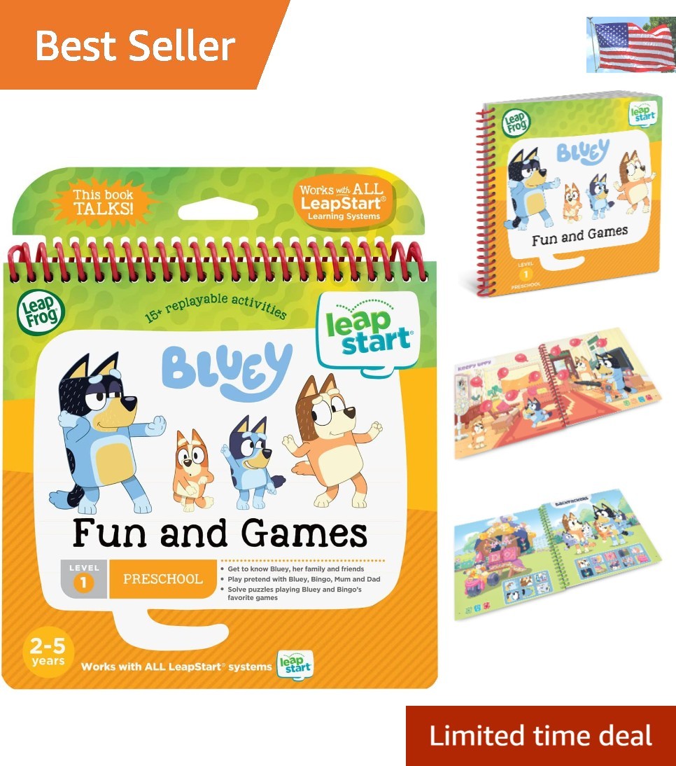 LeapStart Bluey Fun and Games Interactive Book for Ages 2-5 – 15+ Activities
