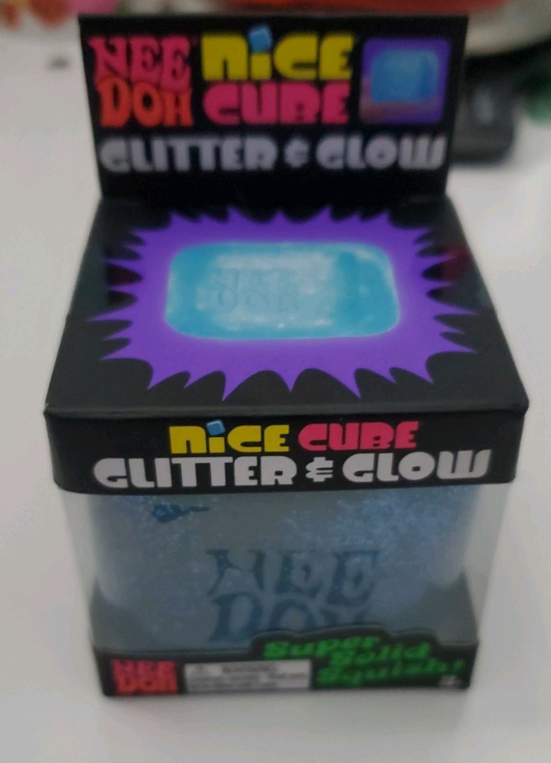 NeeDoh Nice Cube Glitter and Glow Blue New In Box Fast Shipping