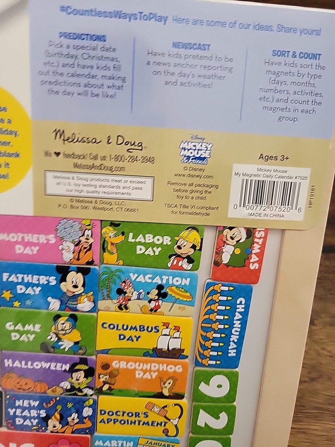 Melissa & Doug DISNEY My Daily Calendar Mickey Mouse Magnetic Wooden Holidays