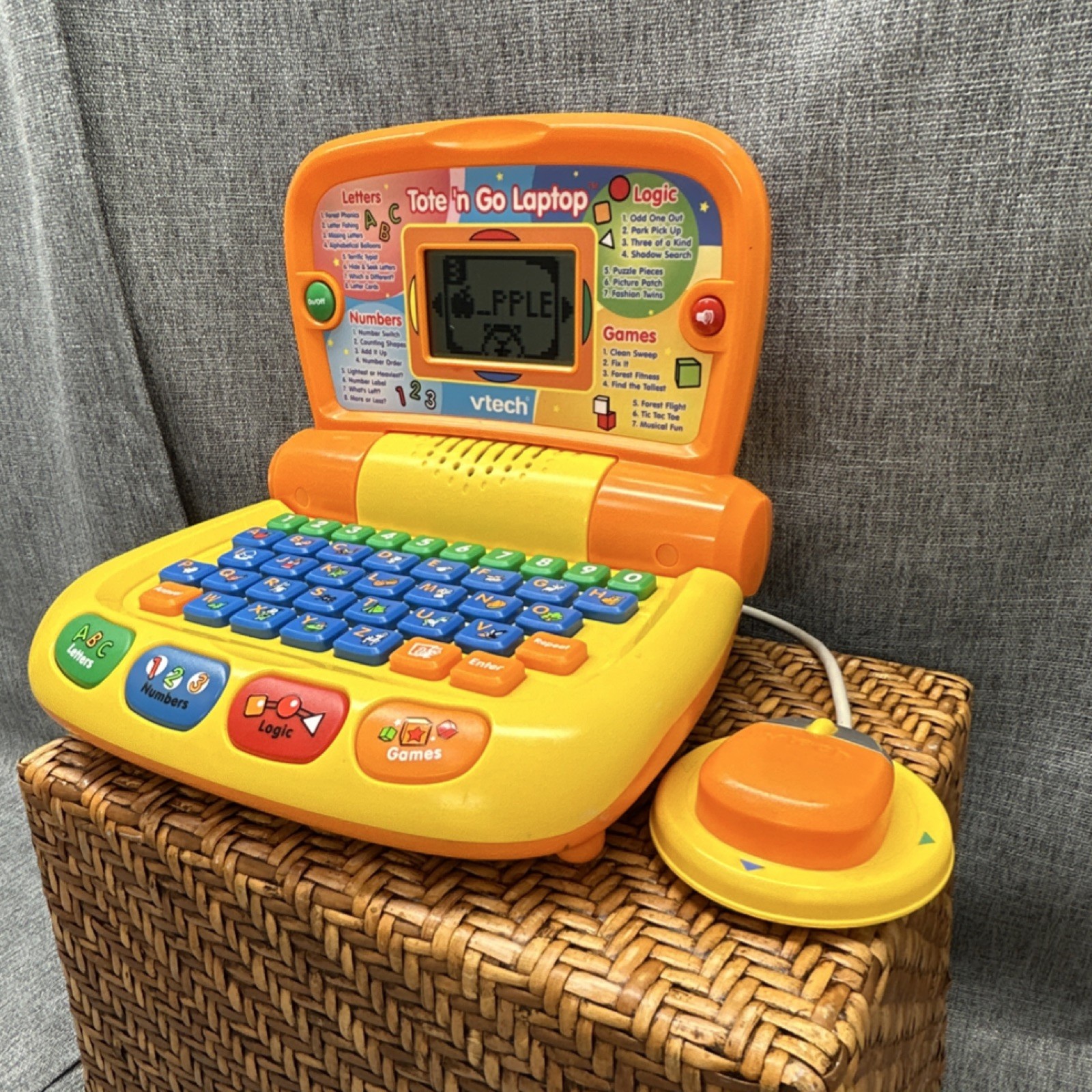 VTech Tote ‘n Go Laptop Electronic Learning Toy Orange Yellow 4-7 Years Tested