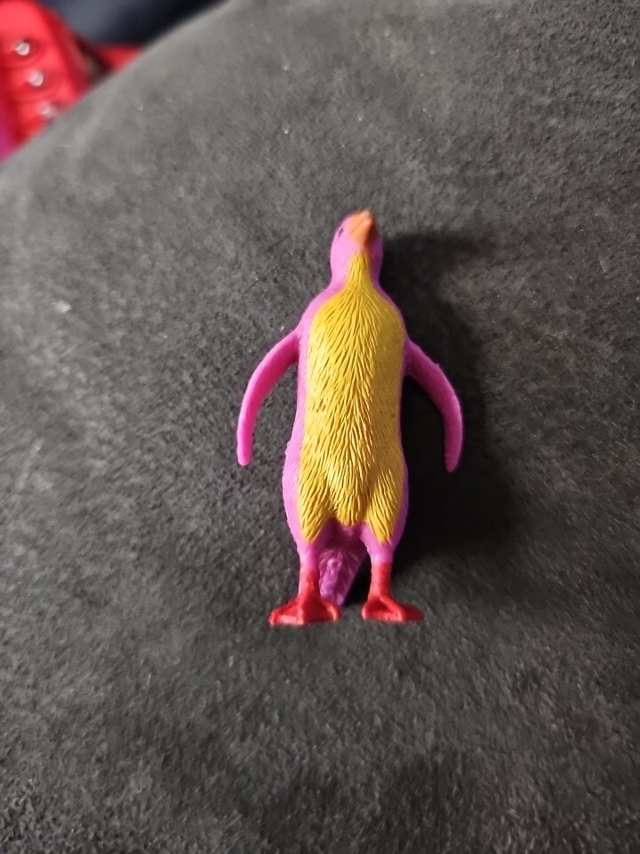 Unbranded Plastic Purple Yellow Penguin- 2.5 inches Tall