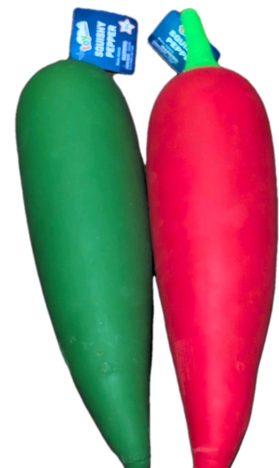 Jumbo Squishy Green & Red Pepper Toymendous 12.5” 2 Piece Set Stress Toys NEW
