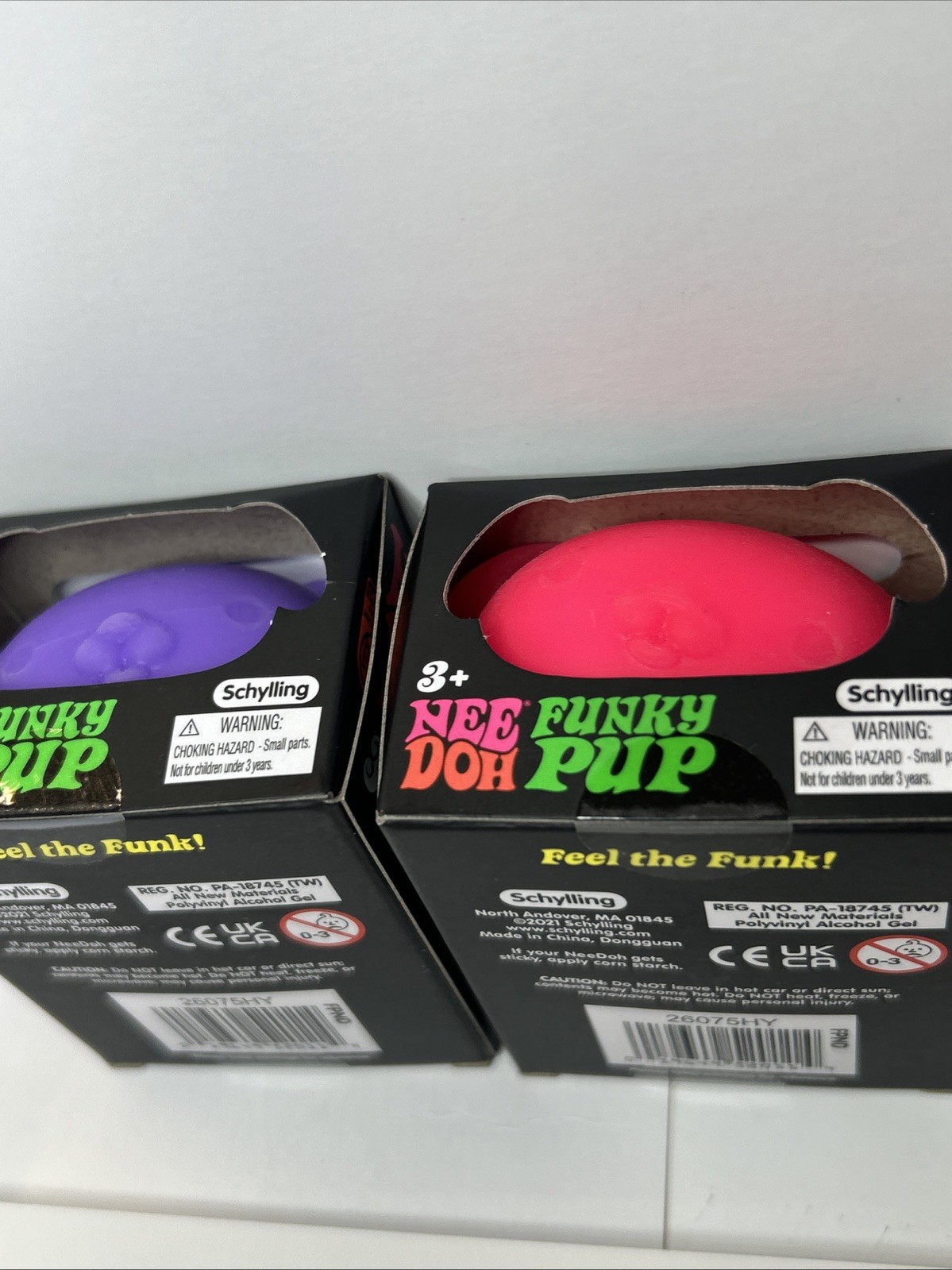 Schylling Nee Doh Funky Pup Squeeze Toys Purple & Pink Lot of 2