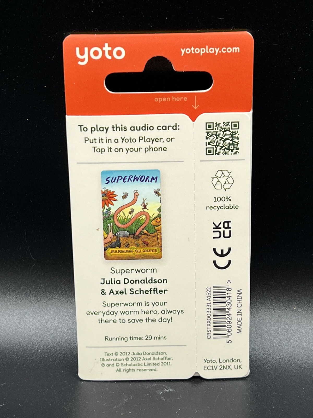 Yoto Superworm Julia Donaldson UK Release Audio Story Card Works In US