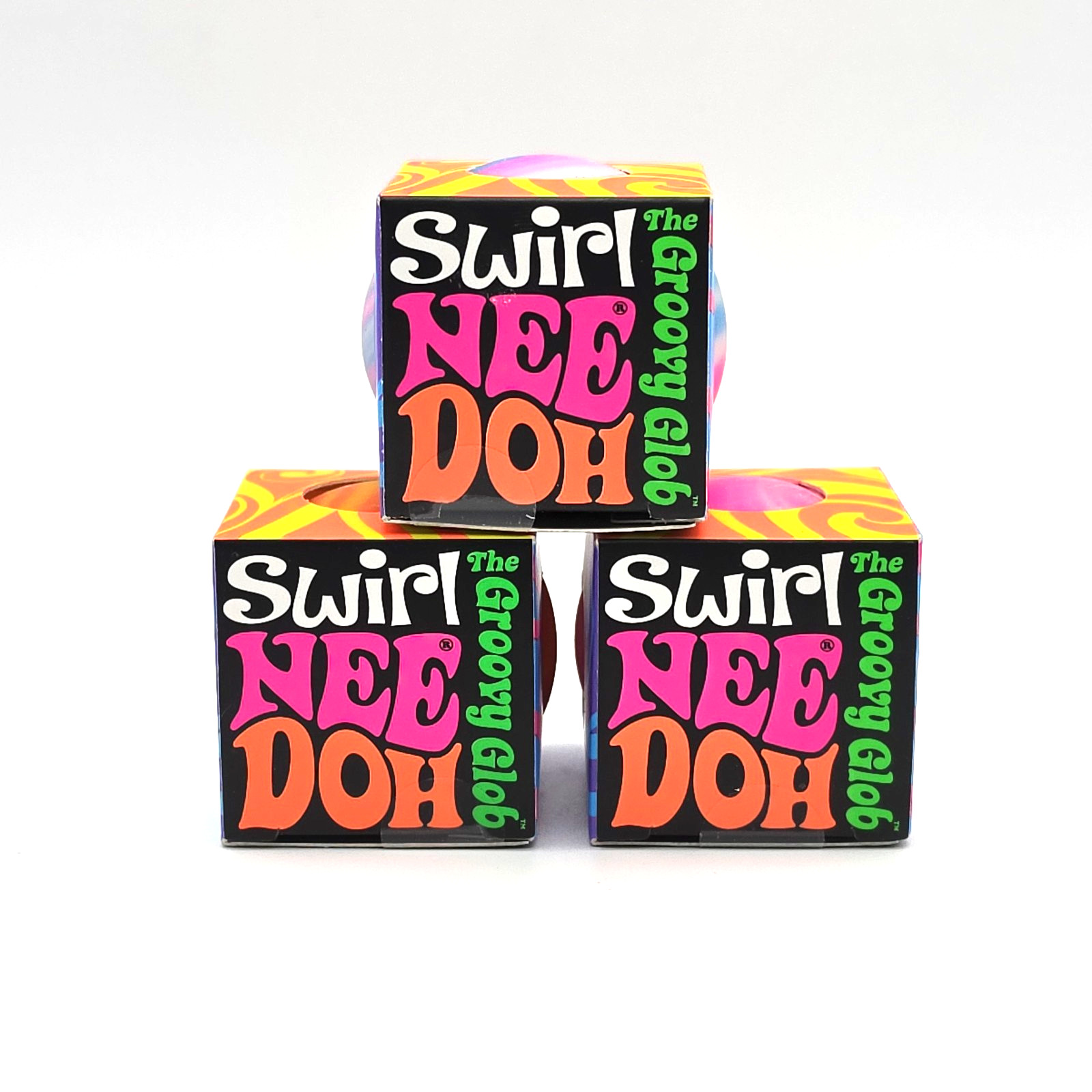 Schylling NeeDoh Swirl Groovy Glob Mini Lot 3 Squishy Sensory Fidget Stress Ball