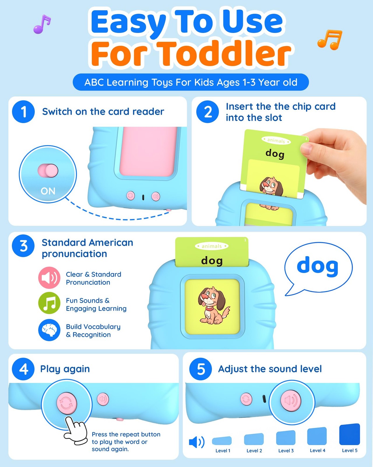 Aullsaty Talking Flash Cards for Toddlers 1-3, Upgraded 248 Sight Words Monte…