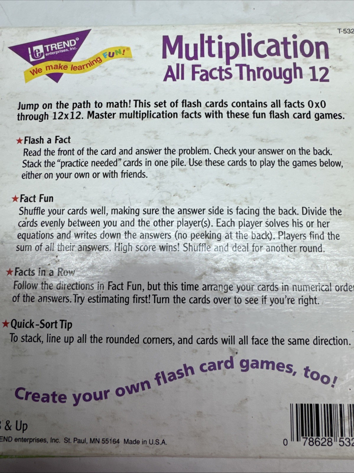 Multiplication Flash Cards Learning Math Mathematics Skills Trend Learning Card