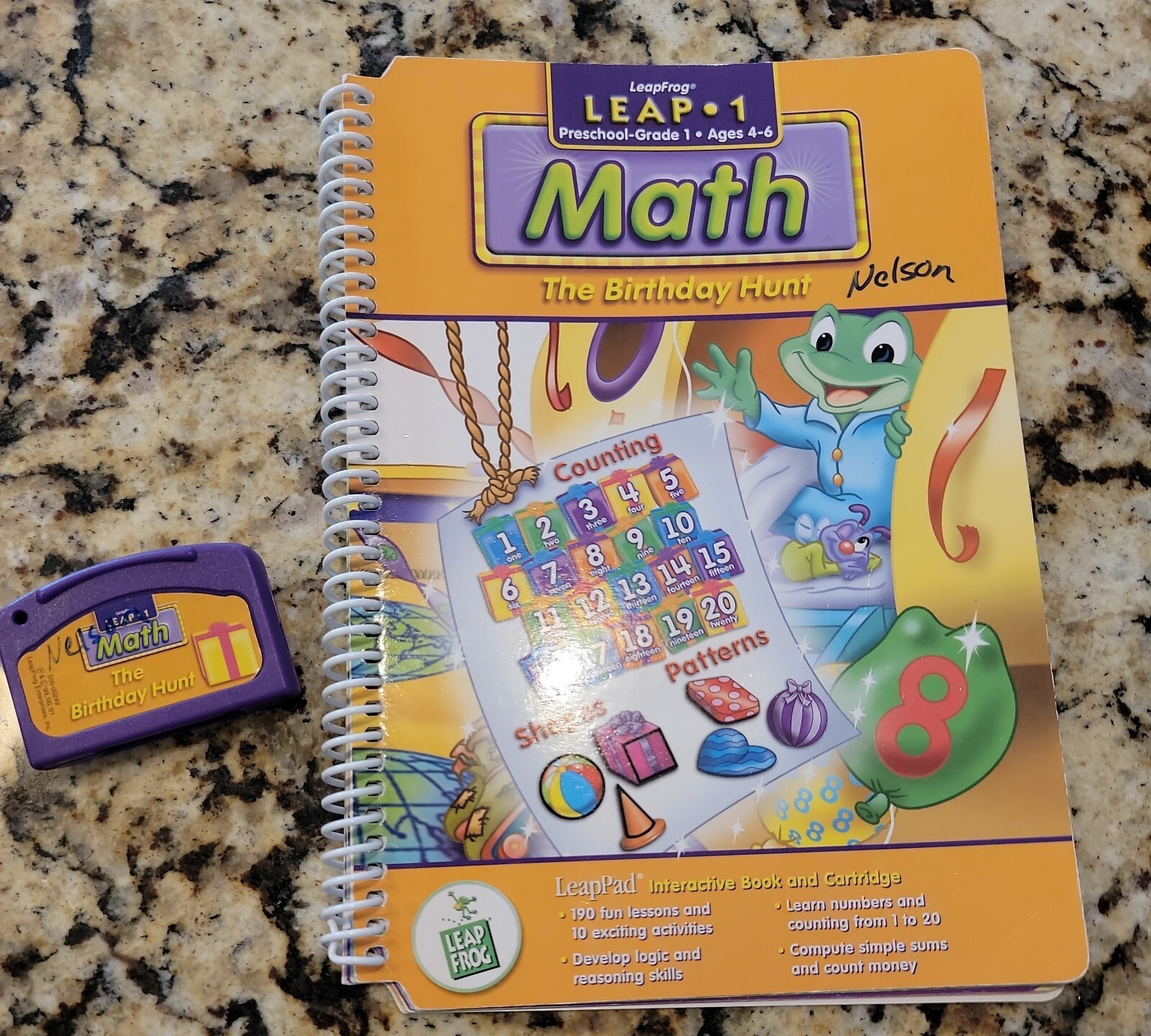 Leap Frog LeapPad Math The Birthday Hunt Book Cartridge Preschool Grade 1 Count