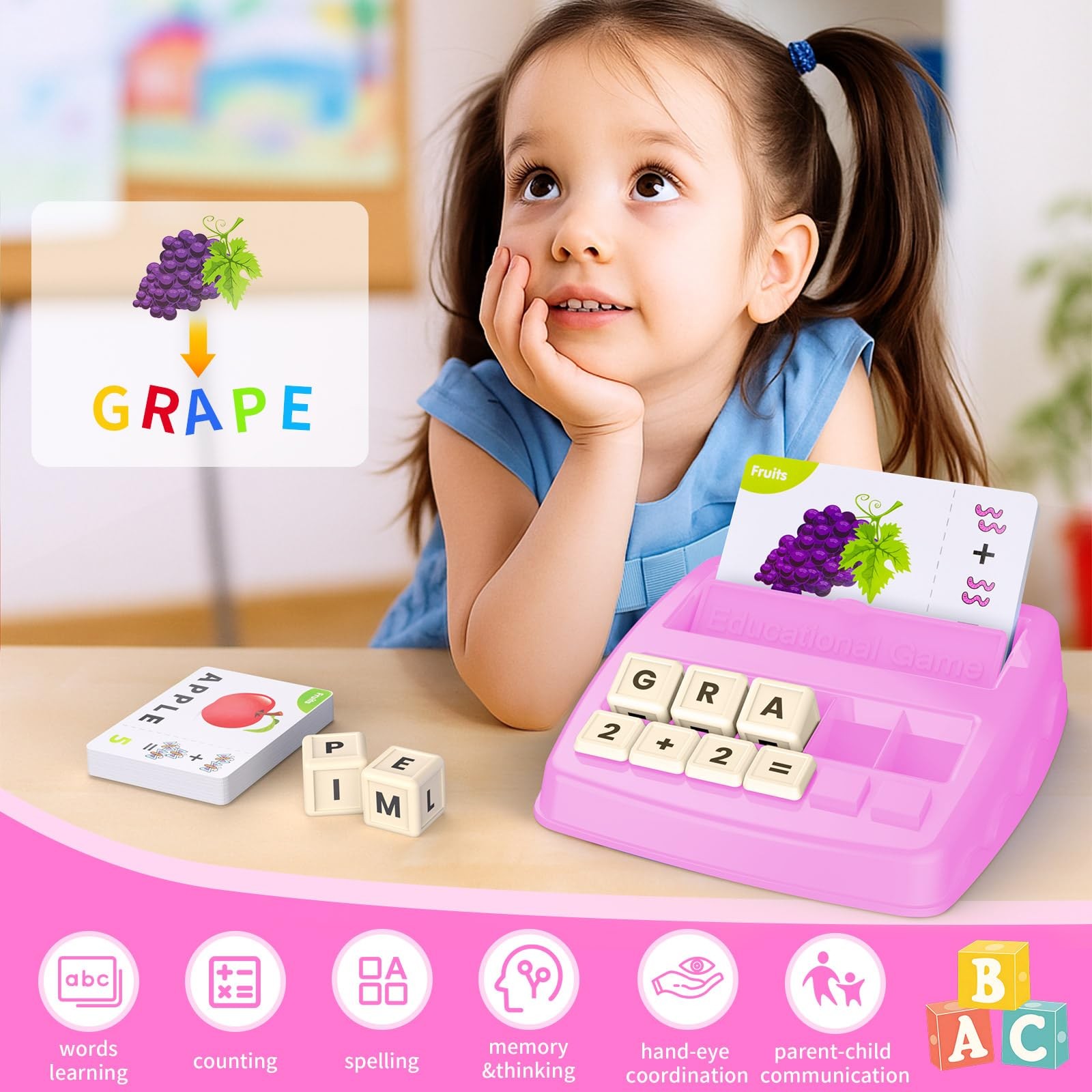 Educational Toys for Kids Ages 3-8, Matching Letter Spelling Game ABC Learning,
