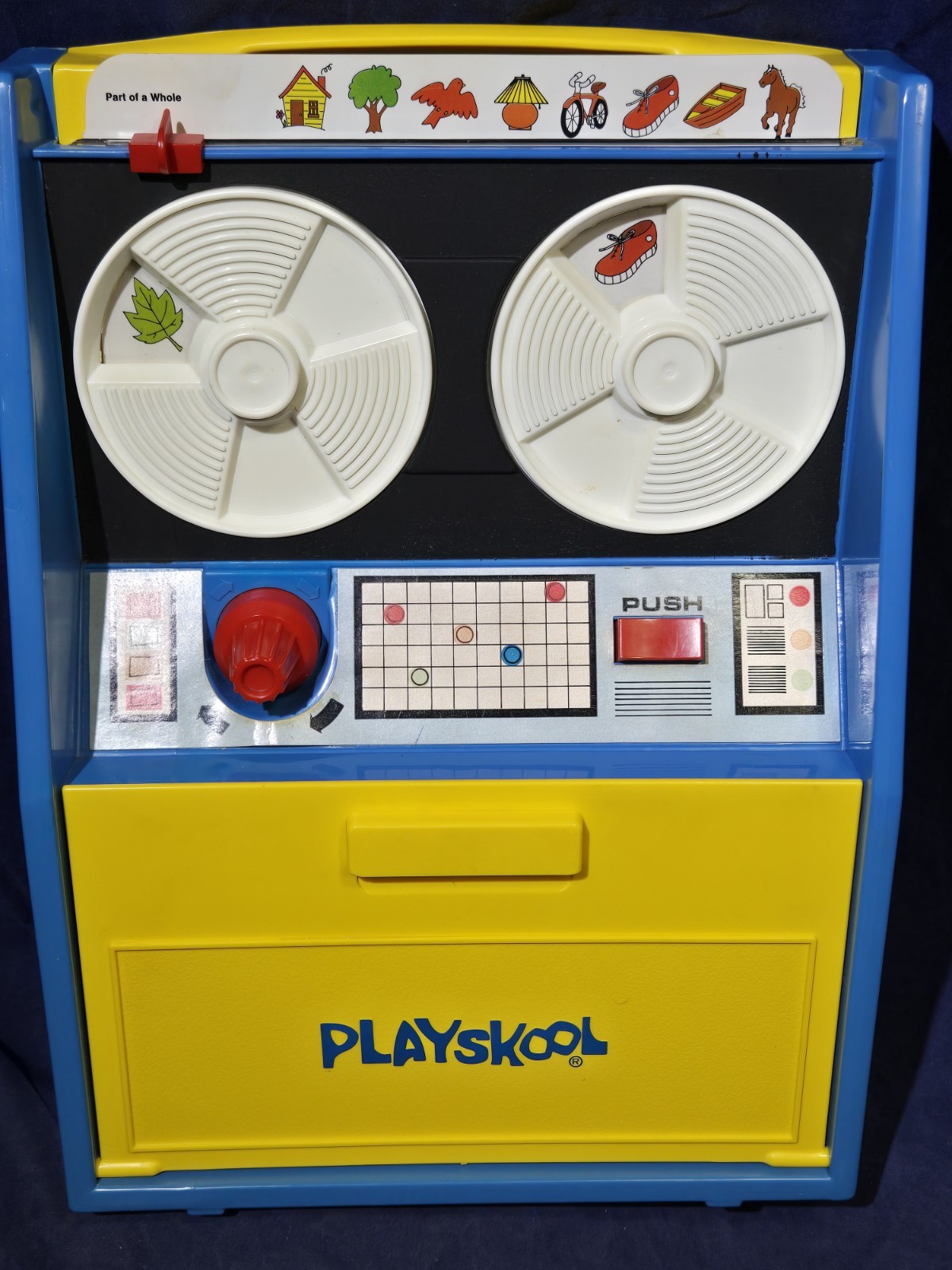 Vintage 1972 Playskool Play ‘N Learn Computer Reel to Reel Toy with 7 Cards