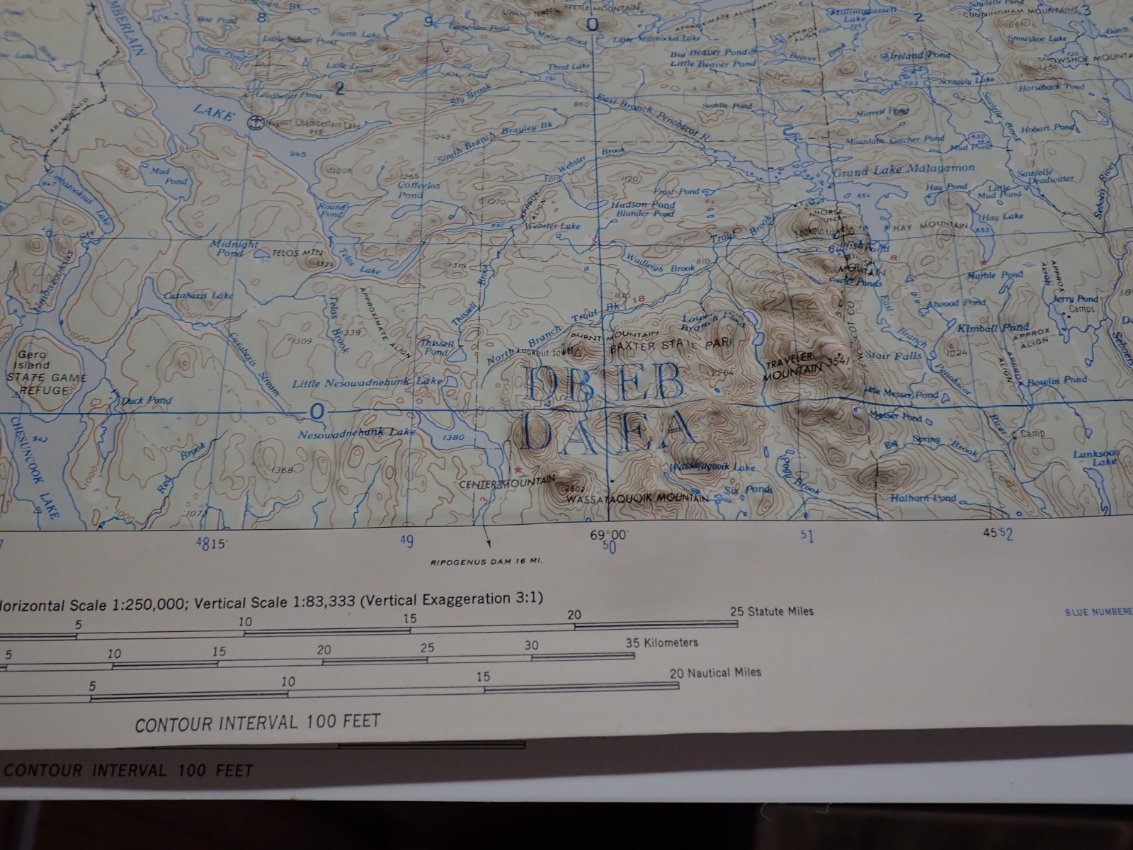 Hubbard Scientific Raised Relief Map Unframed 29″ Presque Isle Maine NL 19-5