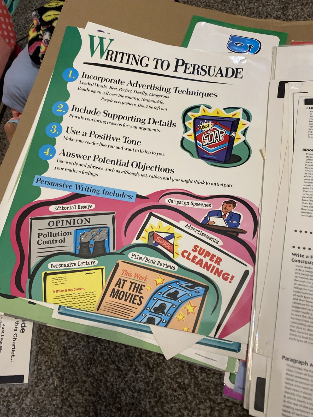 MEGA Language Arts Classroom Poster Lot ~100 Pieces Writing, Grammar, Reading