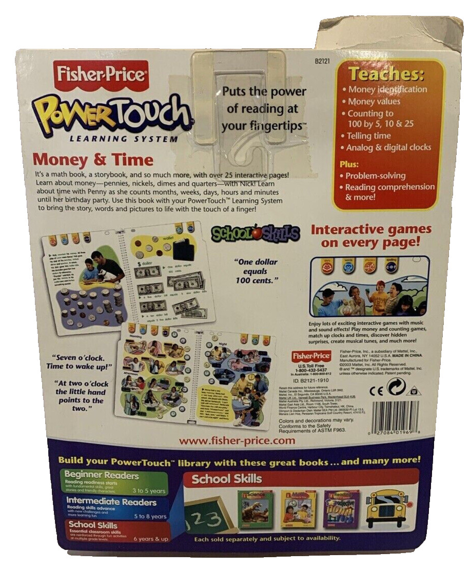 Fisher Price Power Touch – Math – Money & Time – Grade 2 Book and Cartridge New