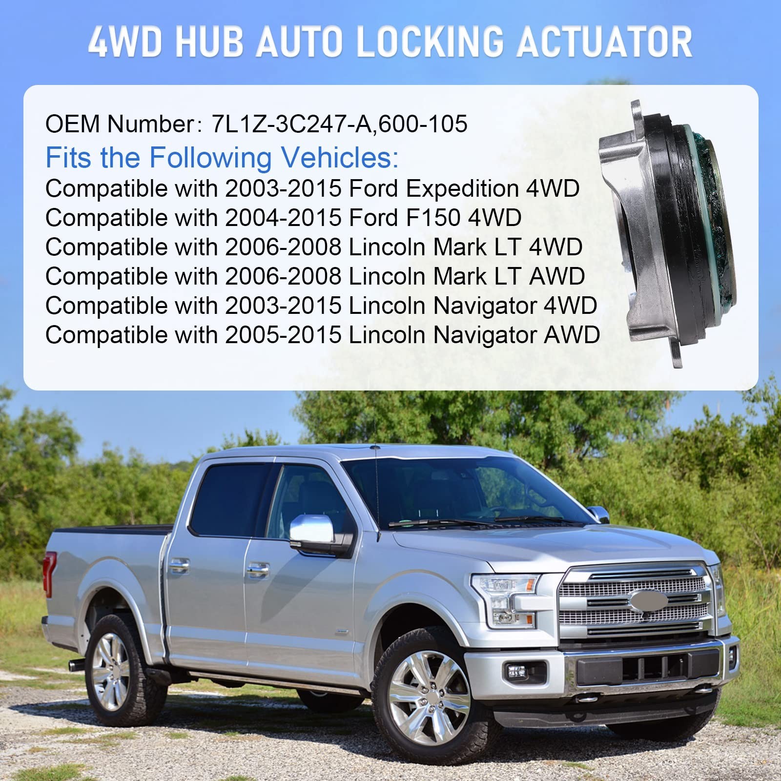 DICMIC 2Pcs 4WD Auto Locking Hub Actuator for 2004-2015 Ford F150 2003-2015 F…