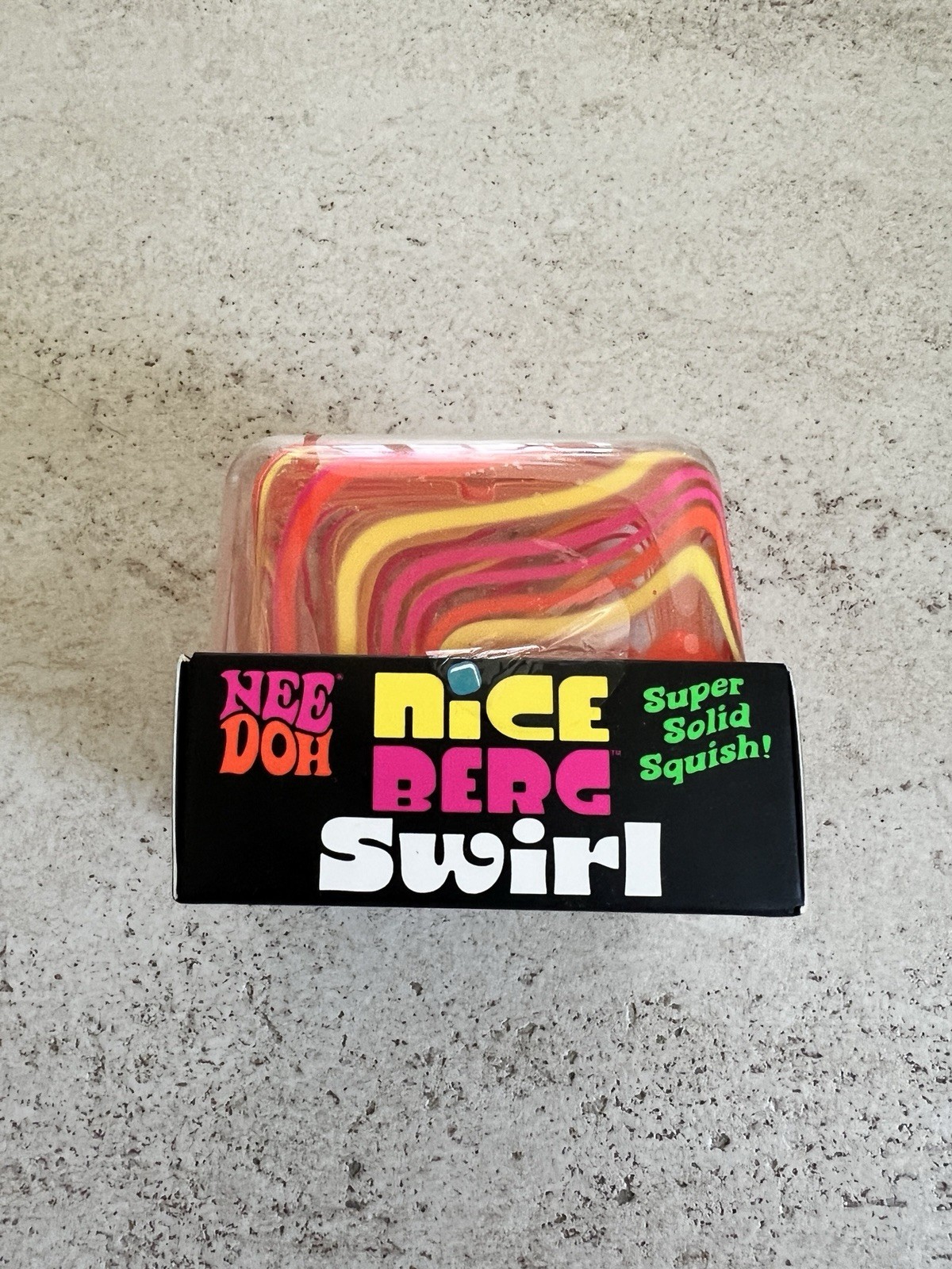 NeeDoh Nice Berg Swirl XL Giant Nee Doh Squishy Swirl Cube Orange Pink Yellow