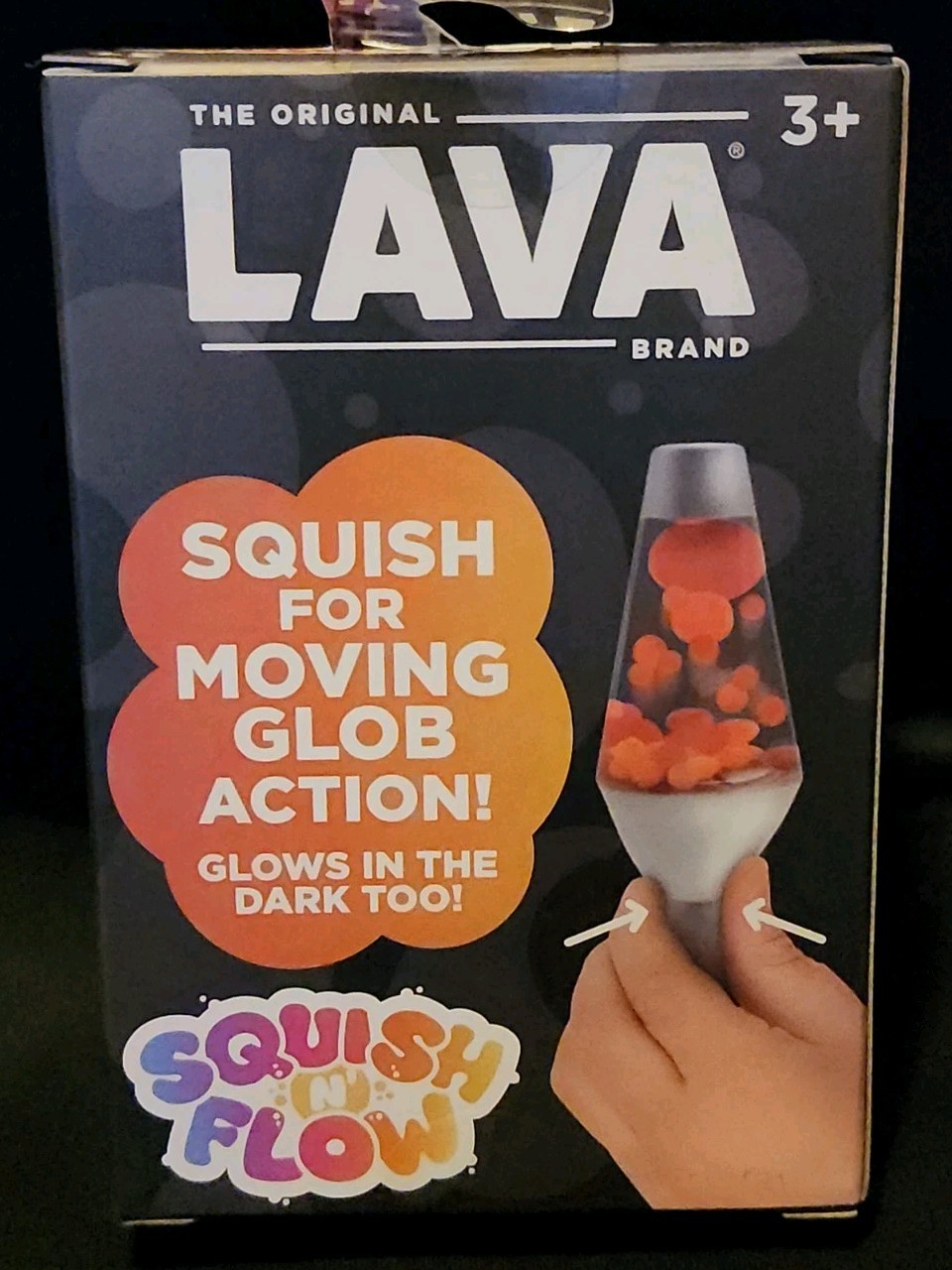 Schylling Lava Squish N Flow Squishy NeeDoh Glow In The Dark Red Lava Lamp New