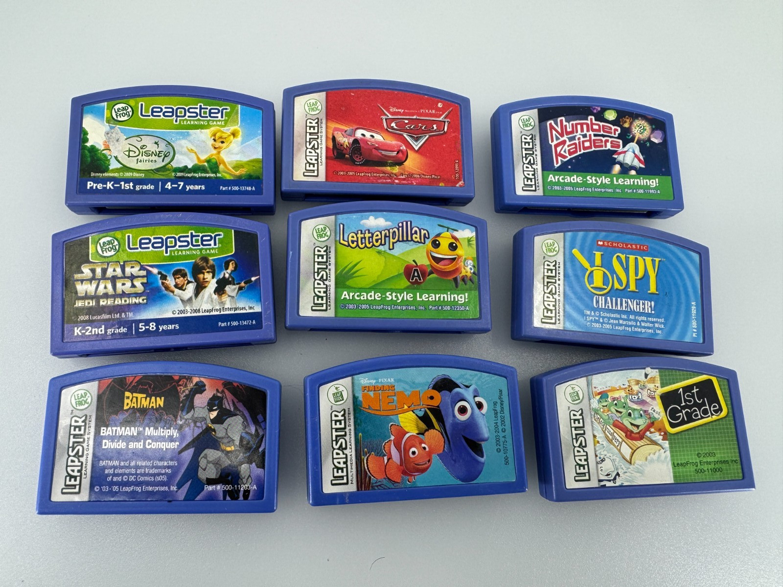 Leap Frog Leapster LeapPad Game Cartridges LOT of 9 Batman Star Wars Cars More