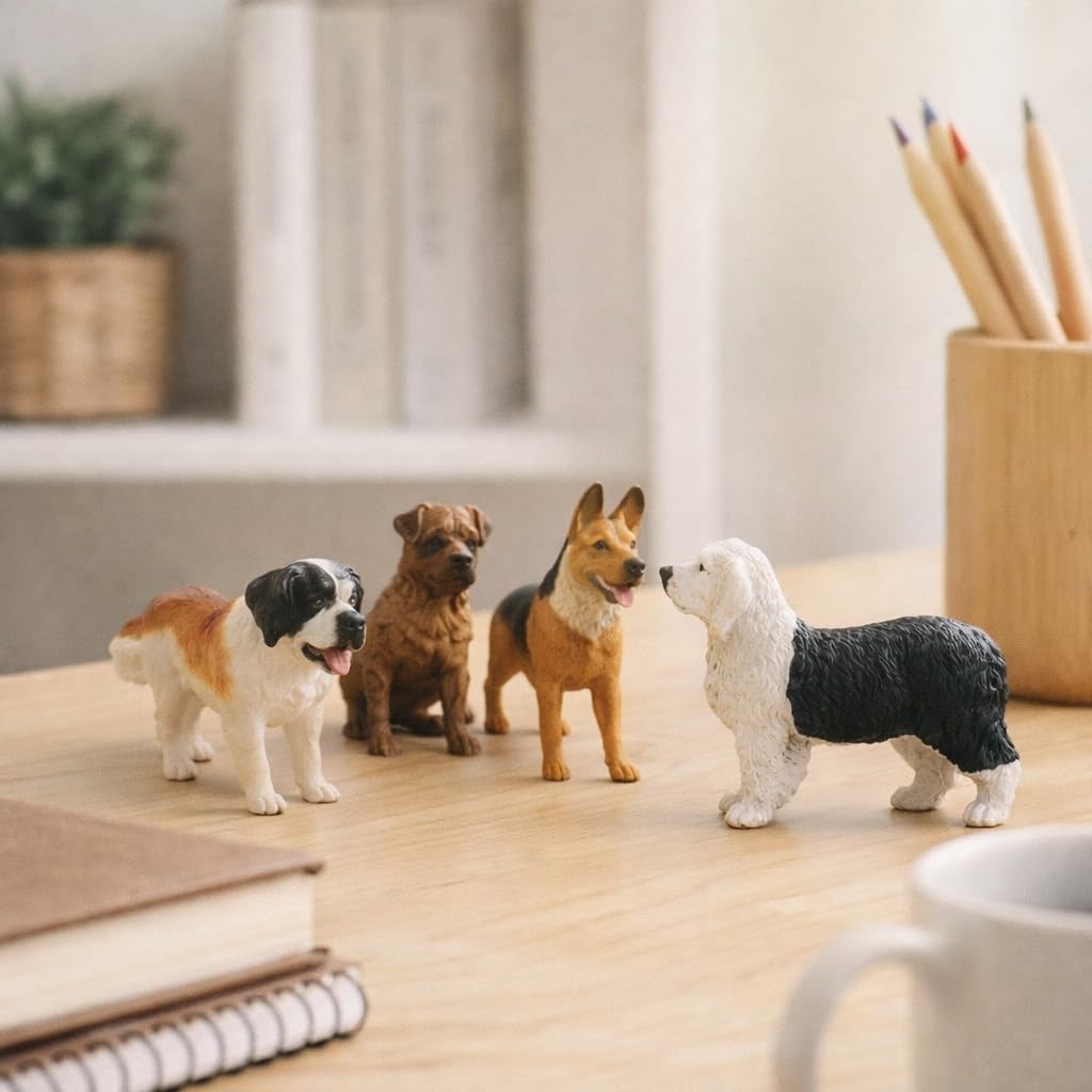 18 PCS Large Dog Figurines Playset, 4″ Toy Pet Puppy Realistic Play Figures, …
