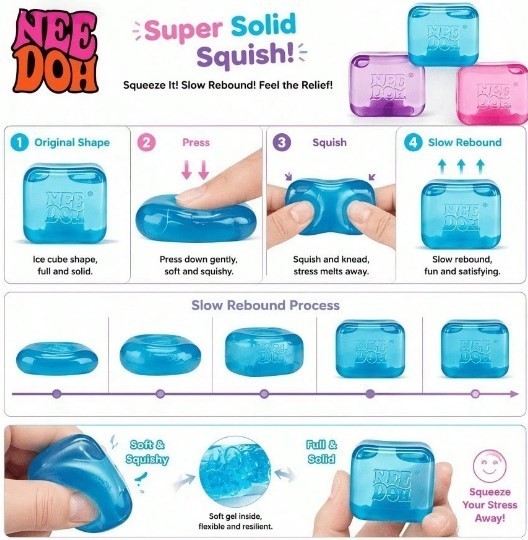 NeeDoh Nice Ice Baby 4 pack Nee Doh Mini Nice Cubes Pink Blue Purple NEW SEALED