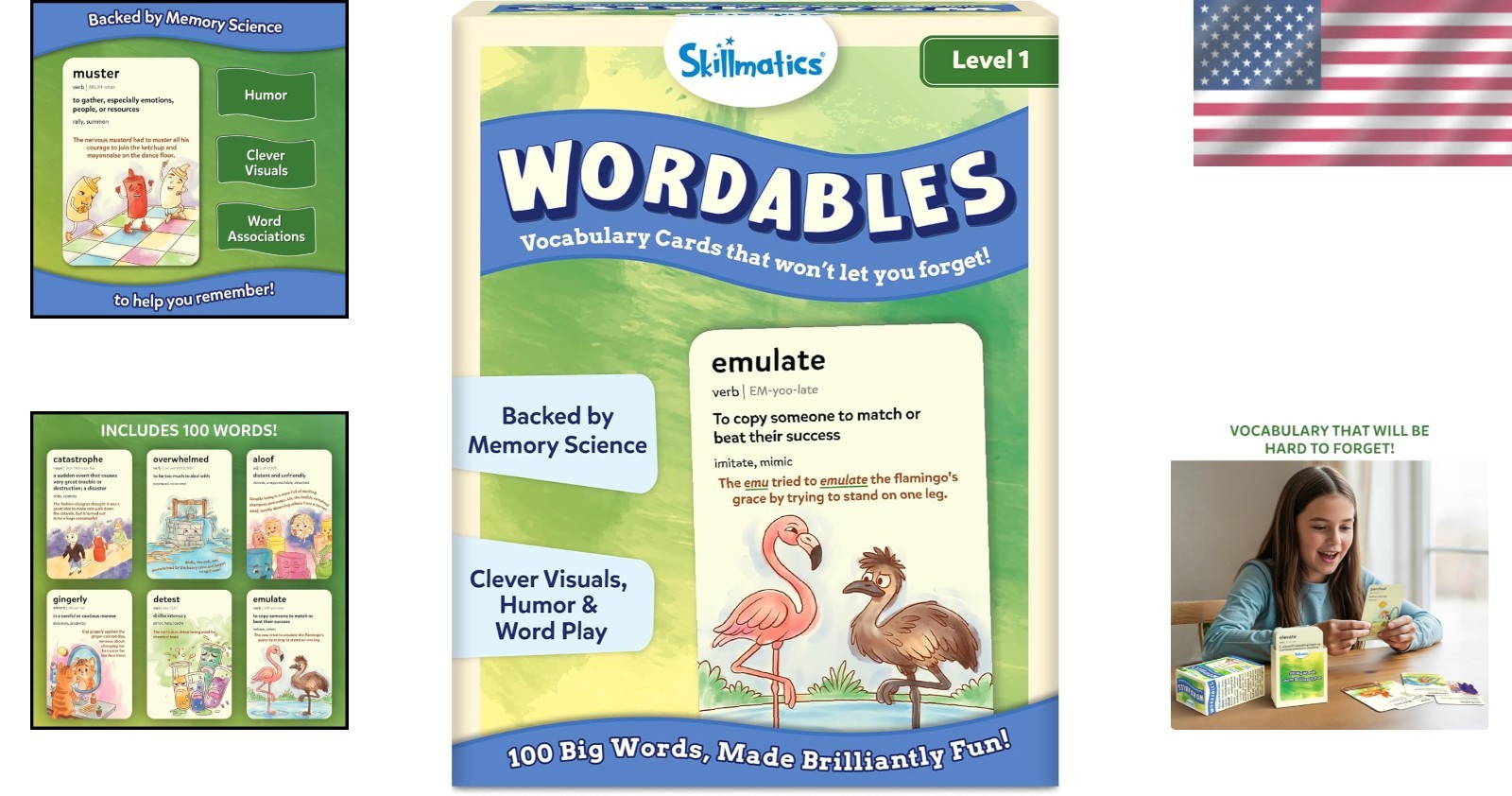 Wordables: 100 Educational Flash Cards for Kids, Fun & Screen-Free Learning