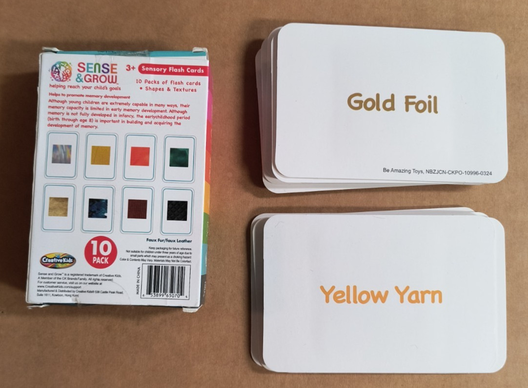 Sense & Grow Sensory Flash Cards Learn Shapes & Feel Textures-10 Pack