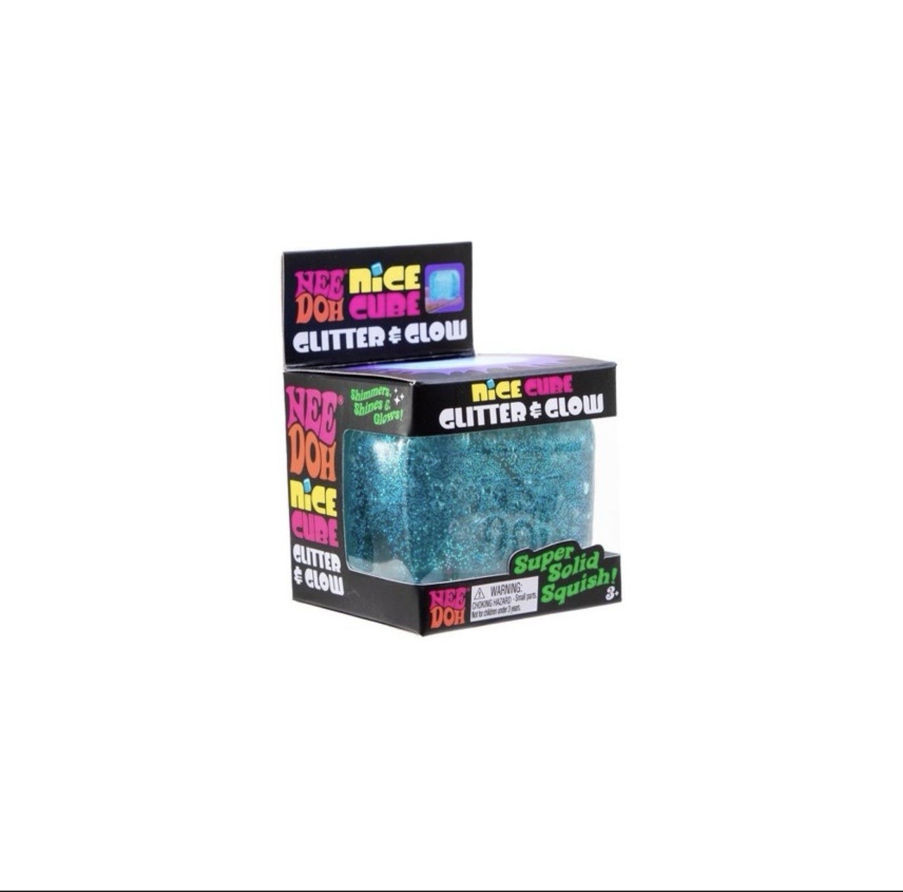 NeeDoh Nice Cube Glitter and Glow Nee Doh Squishy BLUE NEW