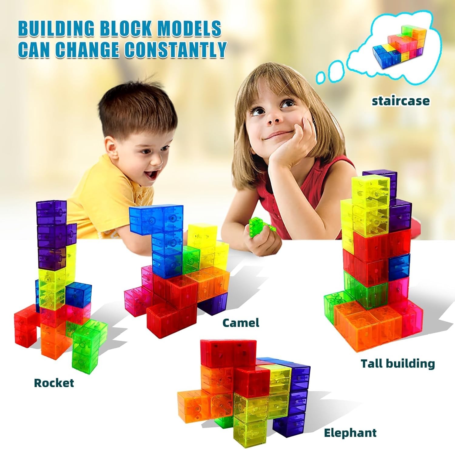 Magnetic Building Blocks Magic Magnetic 3D Puzzle Cubes, Set of 7 Multi Shapes M