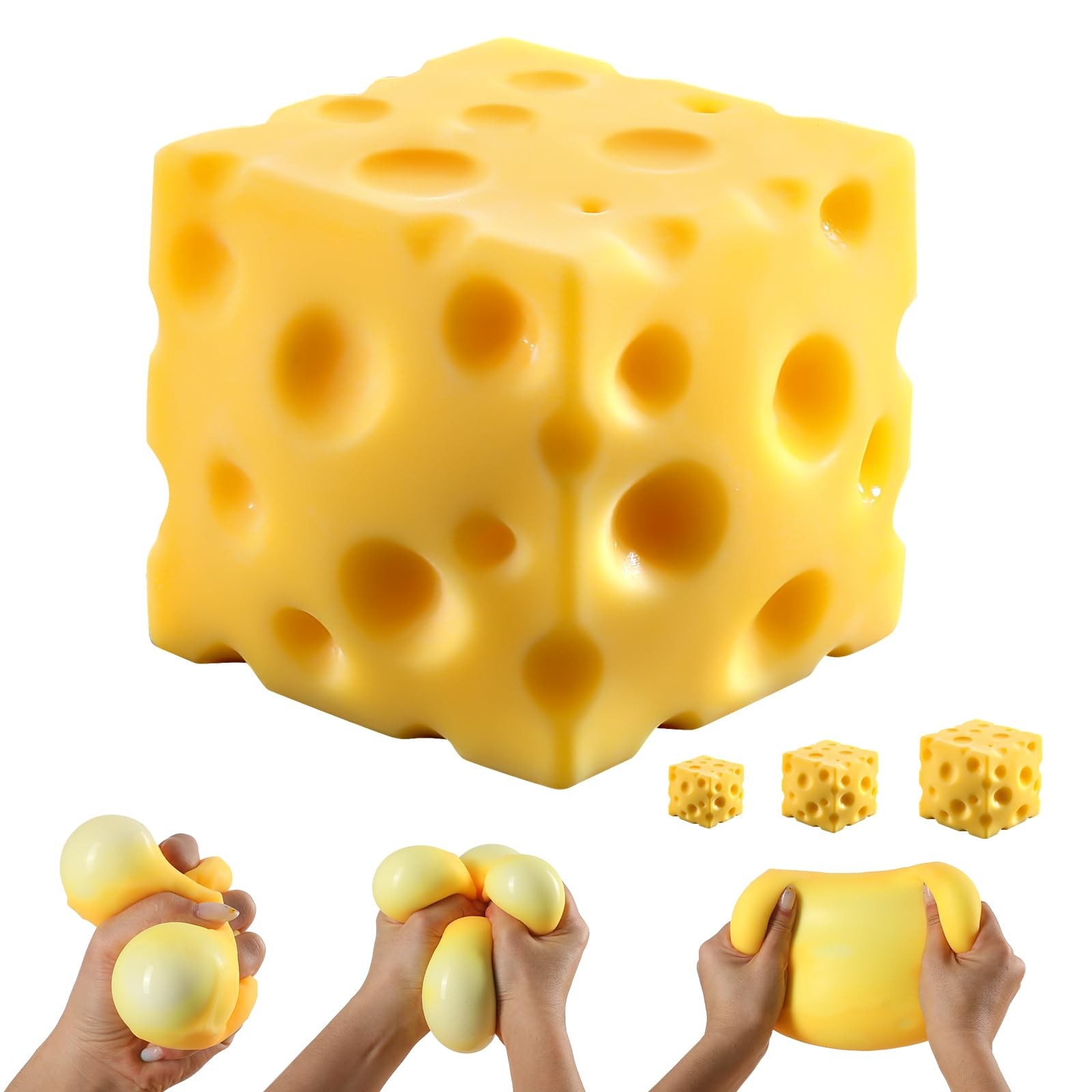 heese Squishy Cube Block, Squishy Fidget Toys for Adults & Teens, Easter Basket