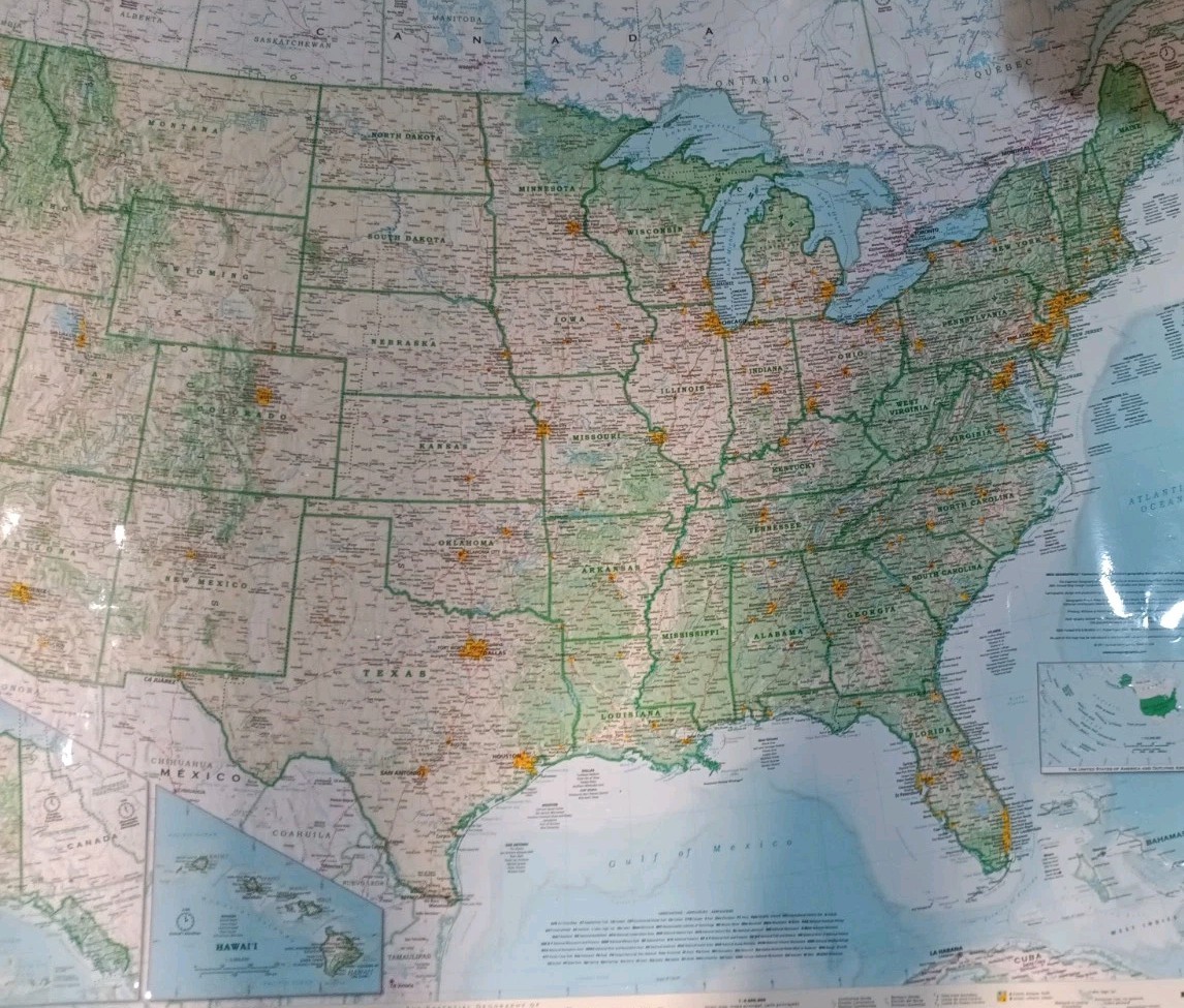Classroom Laminated Map Of The United States 50″x35″ Imus Geographic (Detailed)