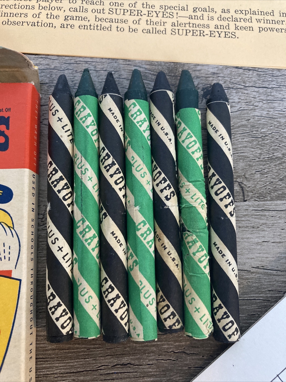 Vintage 1957 Super-eyes A Travel Or Tv Game Original Box Instructions Crayons