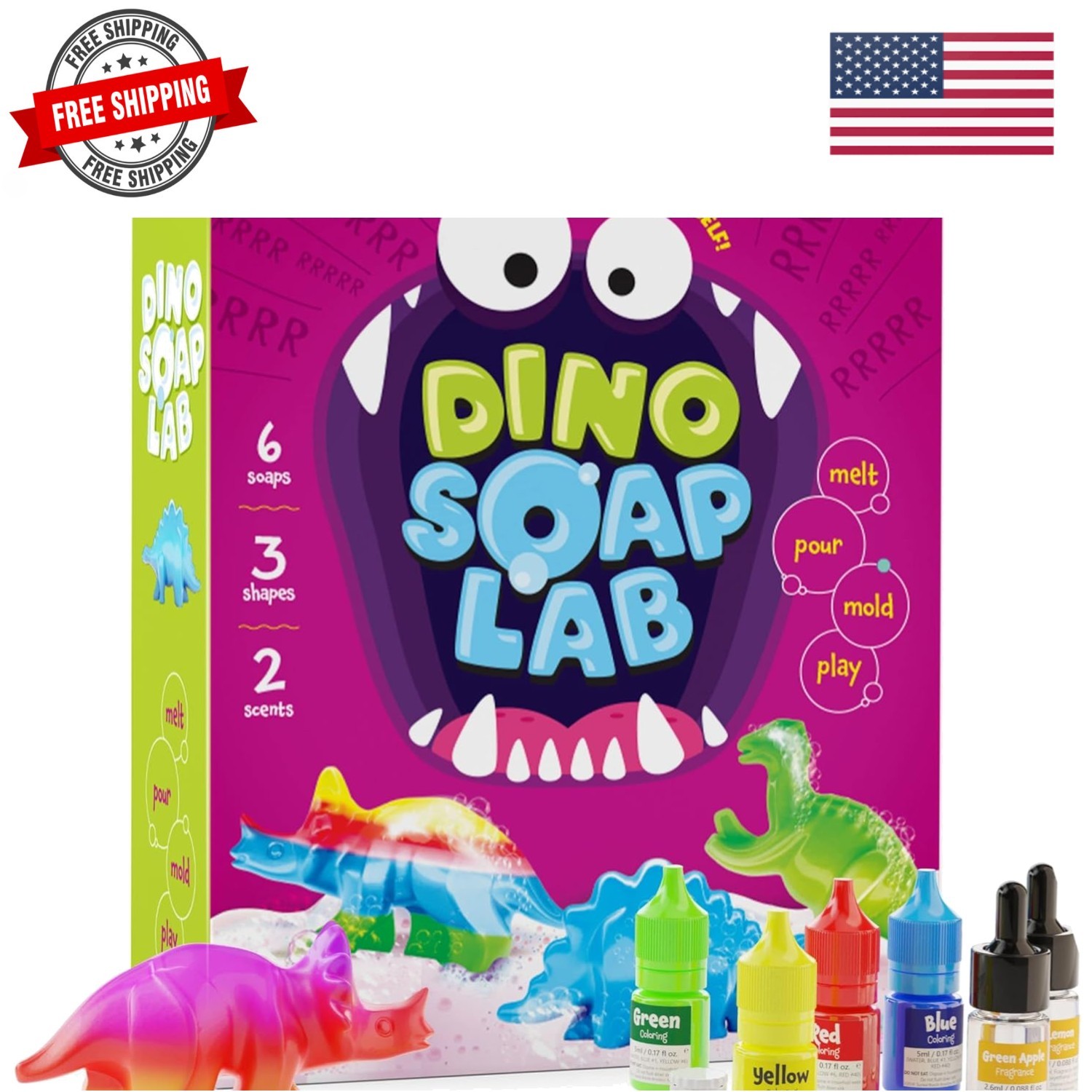 Dino Soap Making Kit for Kids, Dinosaur Science Toys Kits, Gifts for Kid All …