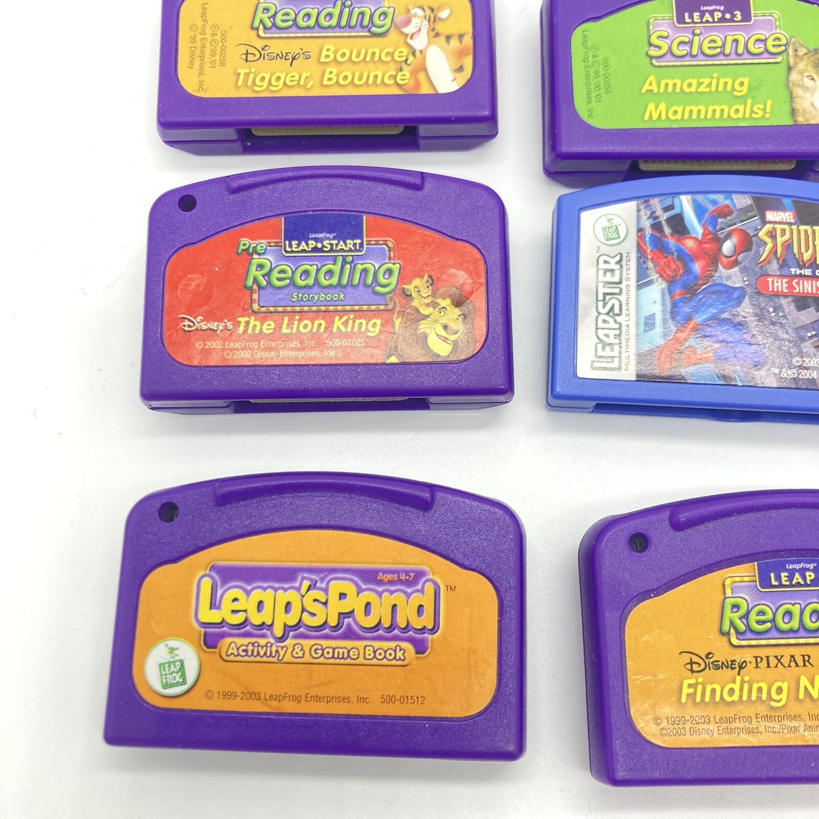 Leapfrog LeapPad cartridges Lot 6 Disney Spiderman The Lion King, Finding Nemo