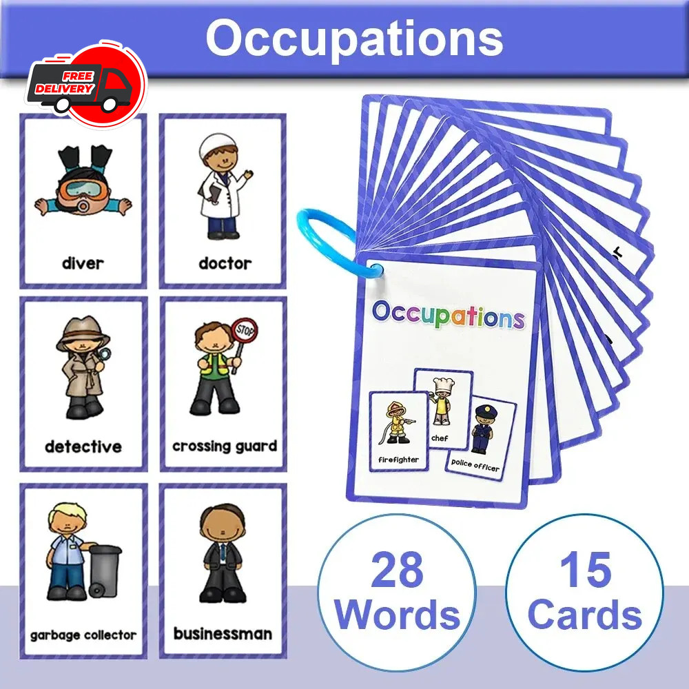 Montessori English Vocabulary Learning Cards for Kids Kindergarten Teaching Aids