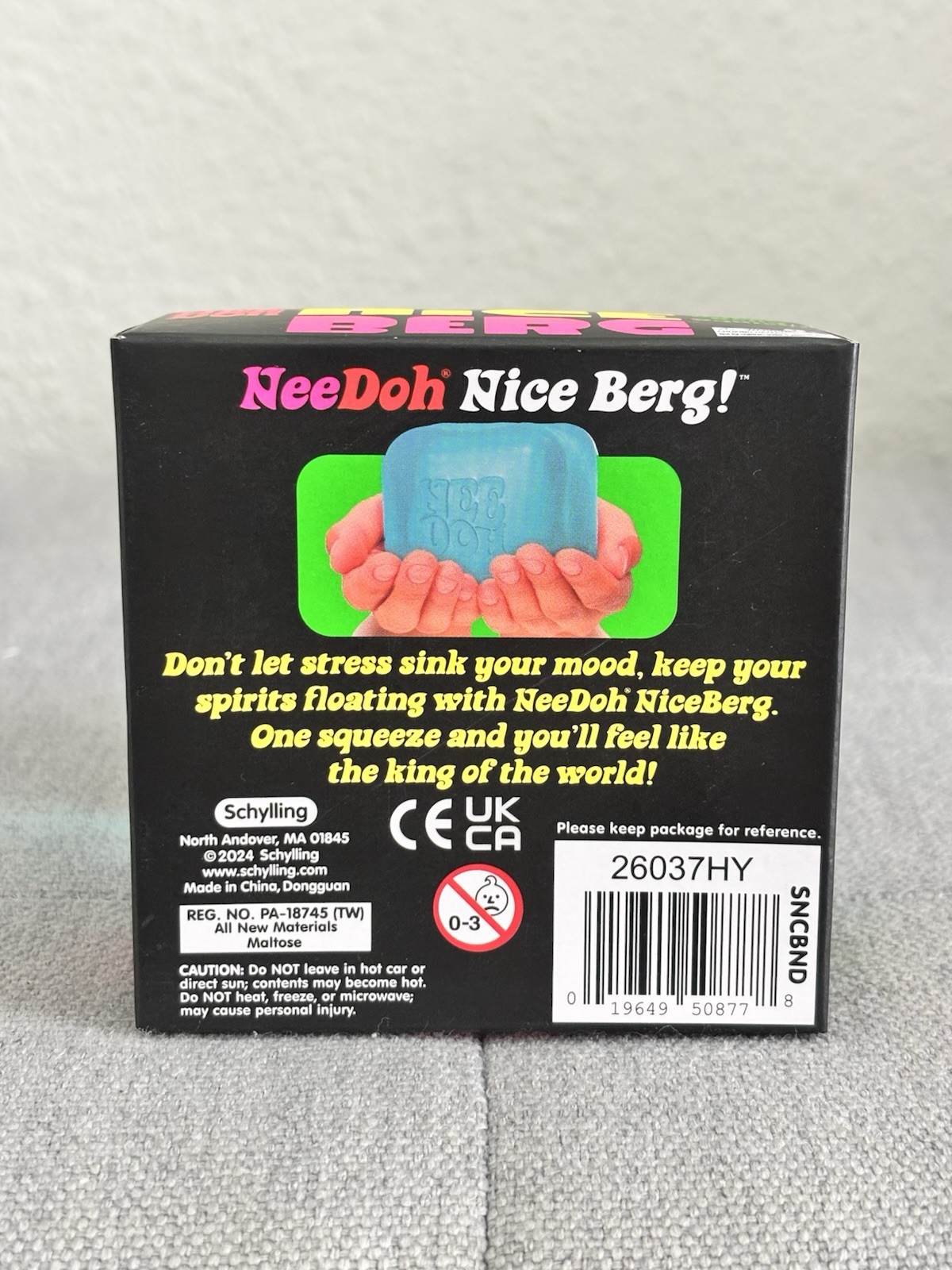Nee Doh Nice Berg Blue XL Giant Niceberg Super Solid Squish Cube Schylling