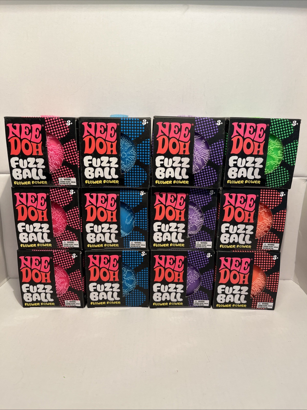 Lot of 12 Nee Doh FUZZ BALL Flower Power Velvet Squeeze Stress Ball (Full Case)