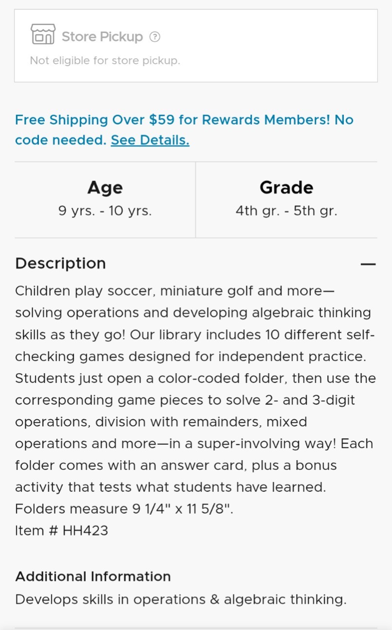 Lakeshore Learning Math Games, Operations & Algebraic Thinking Grades 4-5 ~New~