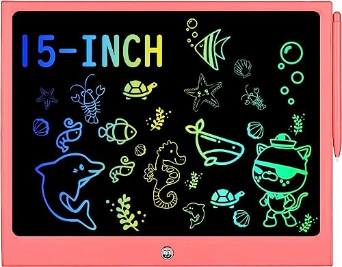 LCD Writing Tablet for Kids, 15 Inch Colorful Electronic Doodle Board 15in Pink