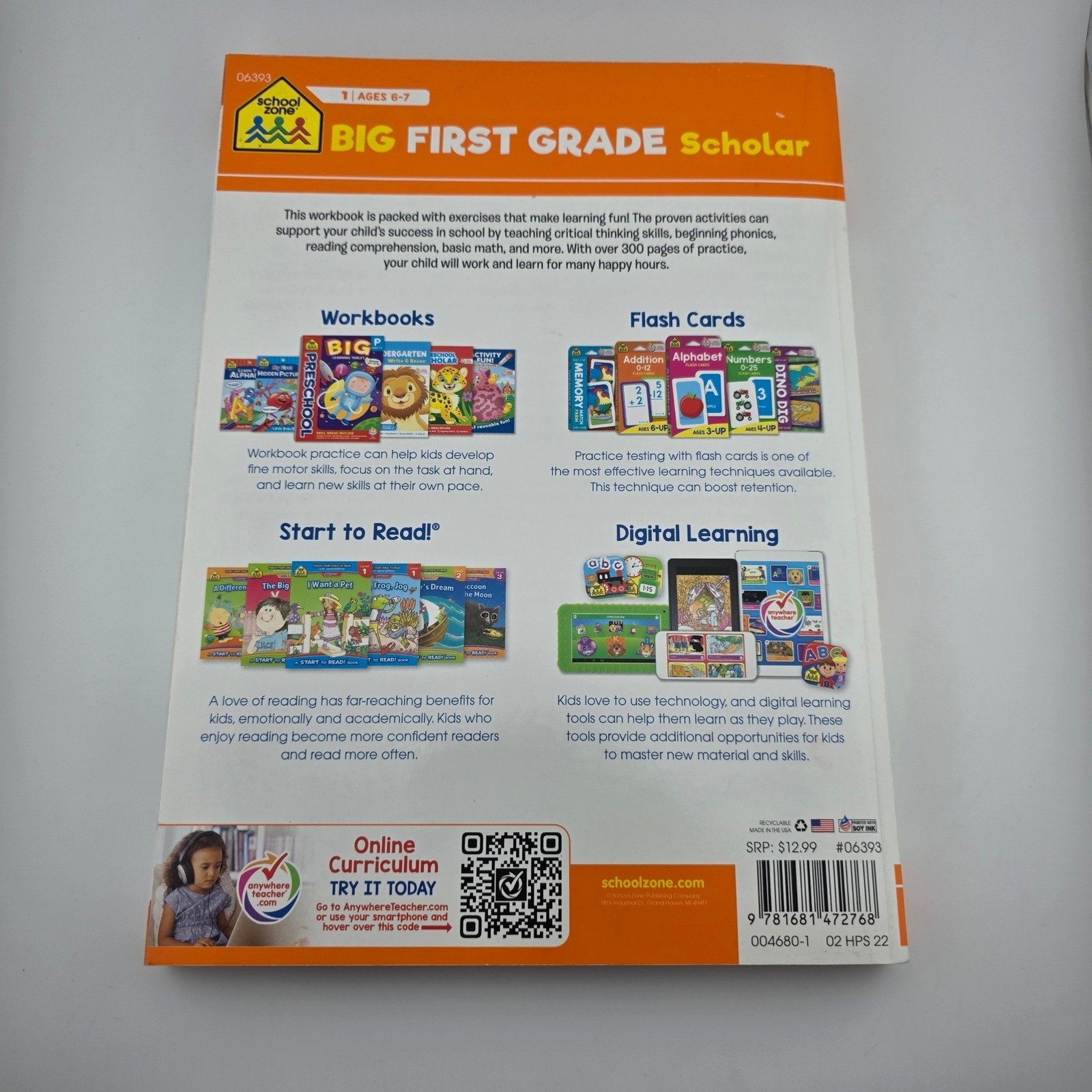 School Zone Big First Grade Preschool Kindergarten Scholar Workbook Set Kids
