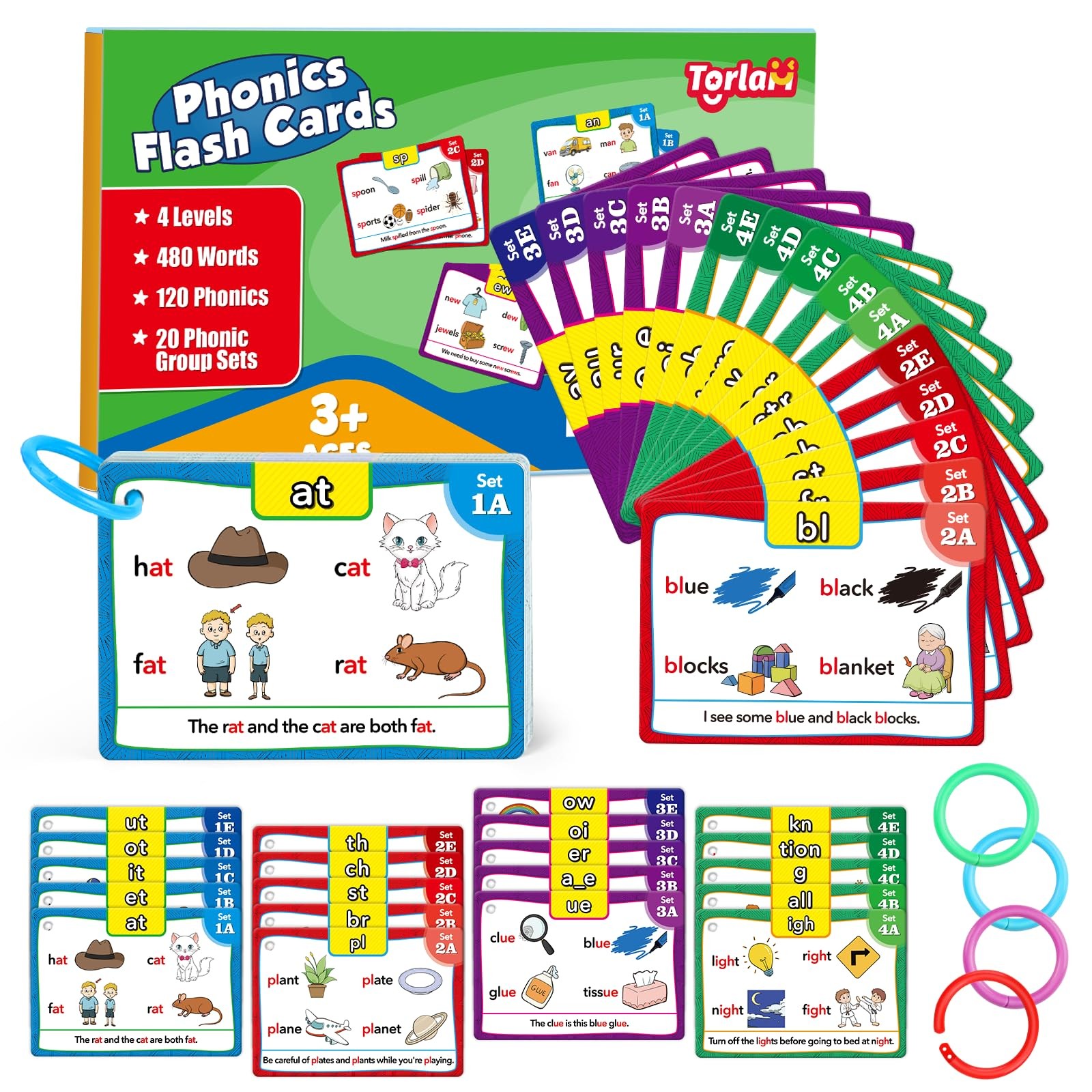 Phonics Flash Cards Learn to Read Spelling Reading Sight Words Phonics Games,…