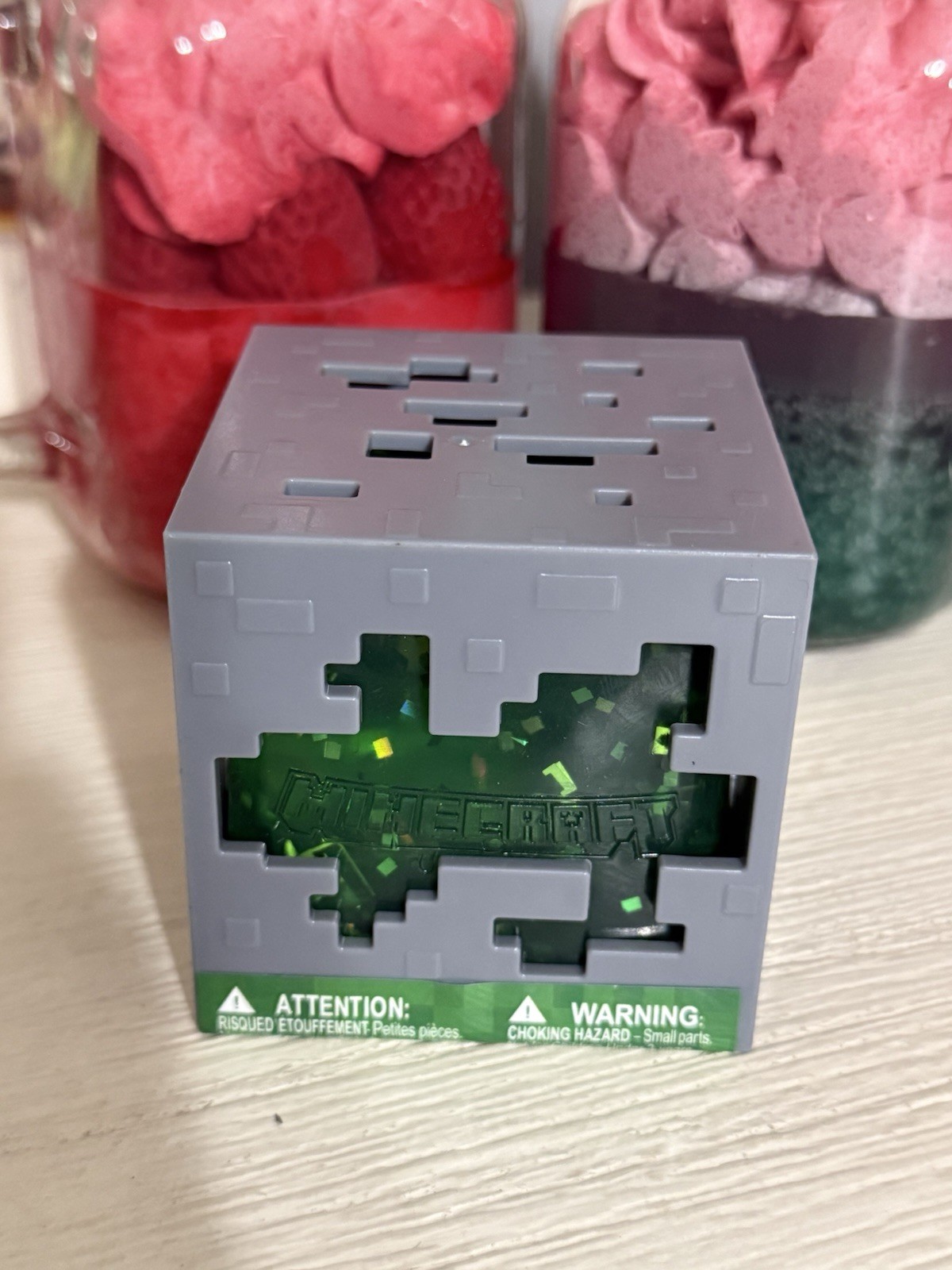 New MINECRAFT JELLY CUBES – RARE Teal Viral Squishy Nee Doh Ish Type Fidget