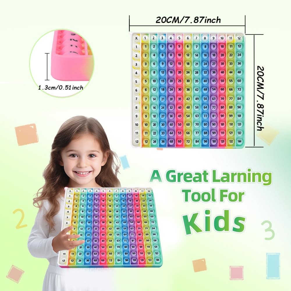 Rainbow Multiplication Table pop Fidget Toys Educational Math 12×12,