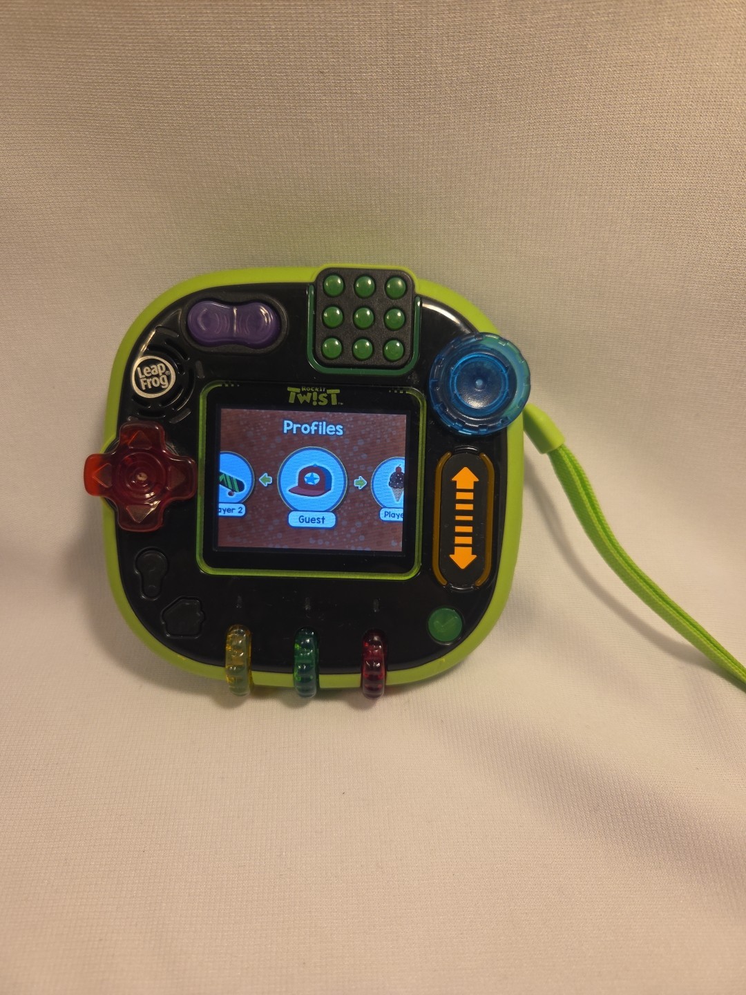 LeapFrog Rockit Twist Green Button Control Handheld Learning Game System WORKS