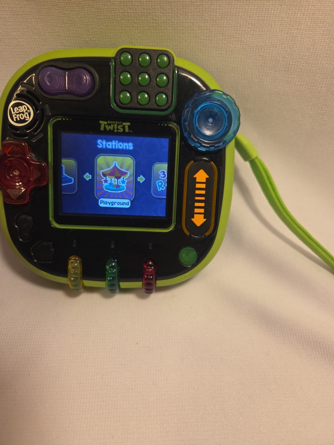 LeapFrog Rockit Twist Green Button Control Handheld Learning Game System WORKS