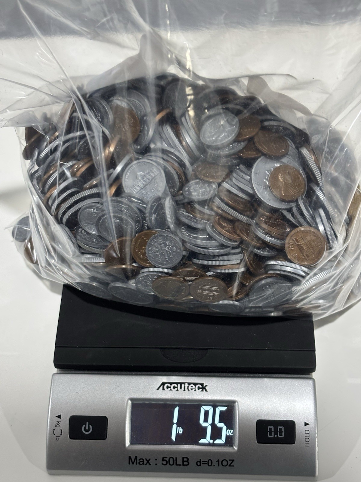 1.5lb+ Lot Of Plastic Coins Play Money Pennies-Half Dollars Educational