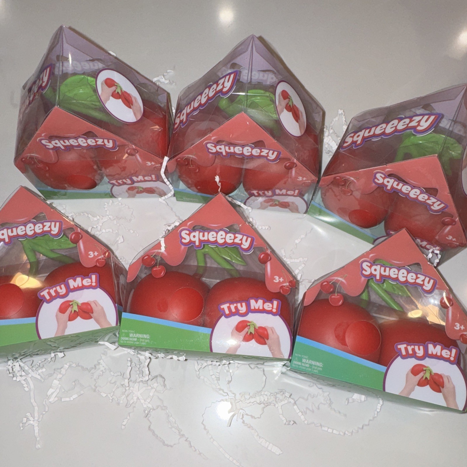 🍒 Sunny Days Squeezy Cherry Jumbo Size Squishy Toys Lot of 6 🍒