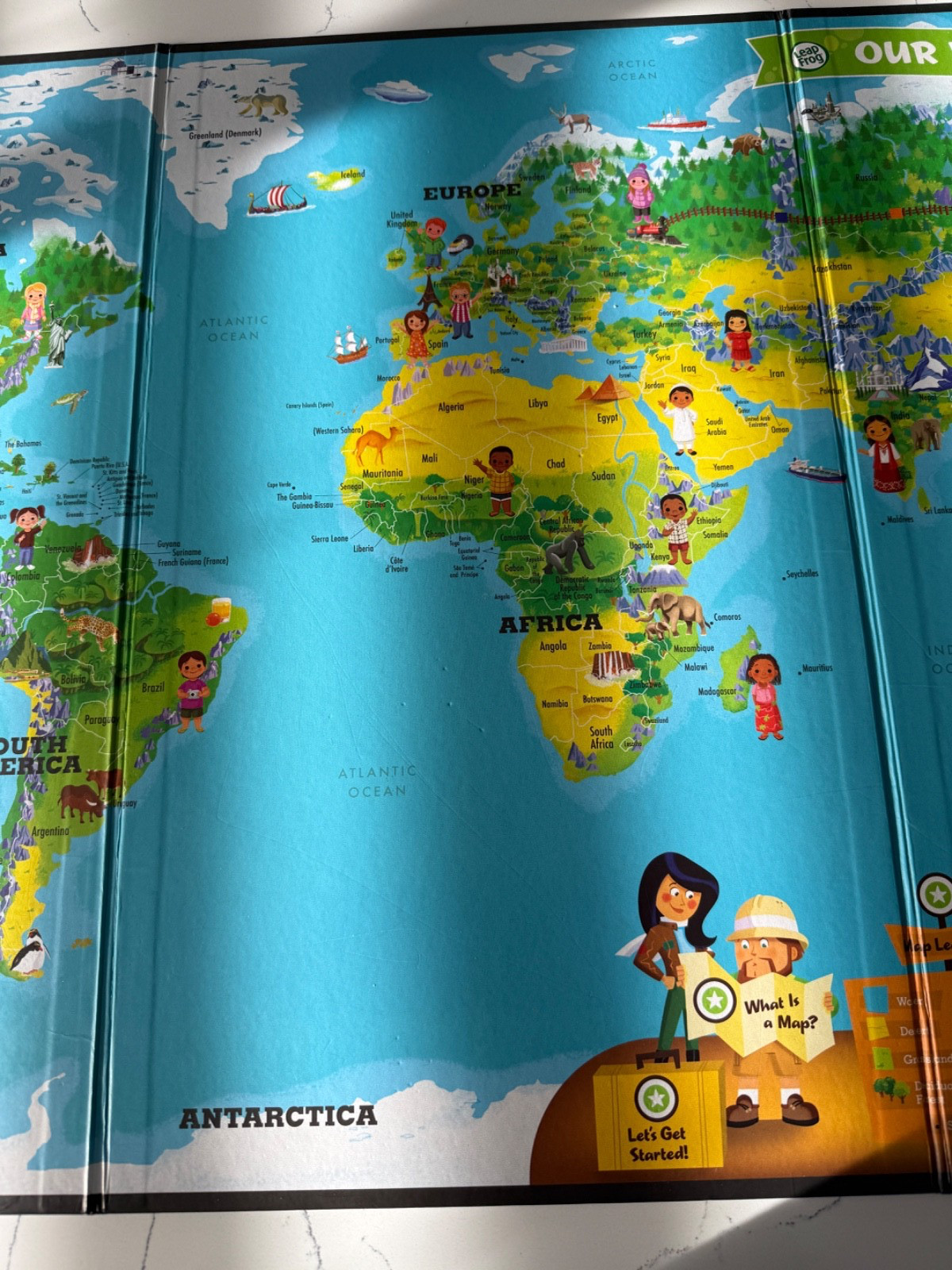 Leap Frog Interactive Jumbo World Map 2 Sided Tag Read System Pen Not Included