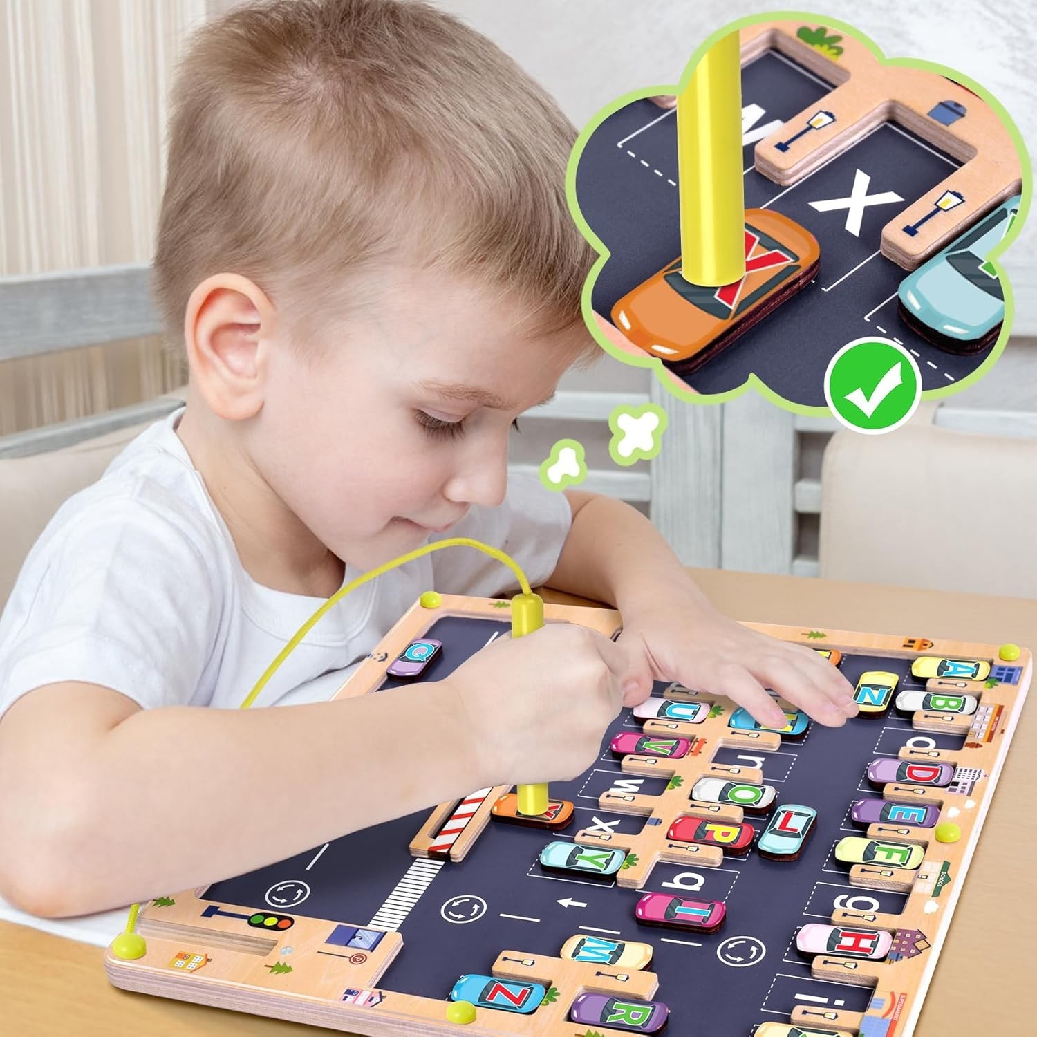 Wooden Magnetic Alphabet Maze Letter Puzzle, Montessori Fine Motor Skills Toy…