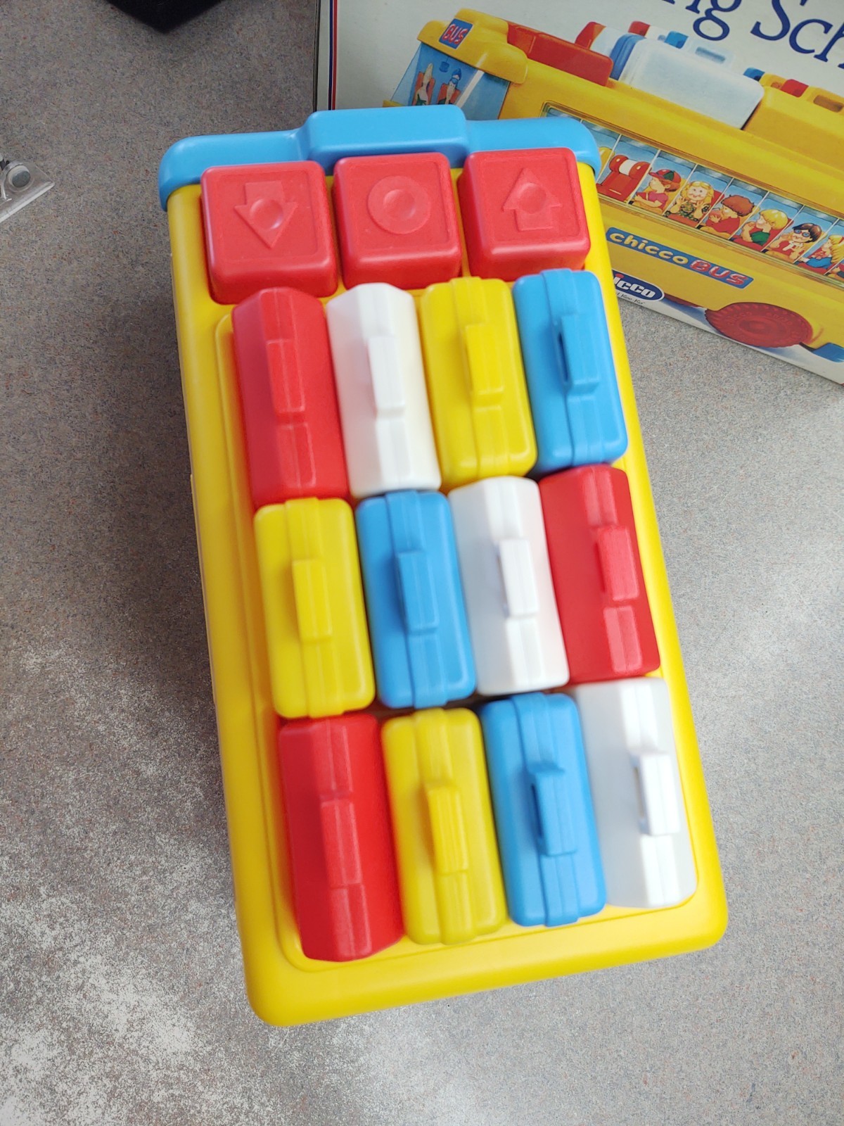 Vintage CHICCO Italy 63023 COUNTING Numbers SCHOOL BUS Complete – Original Box