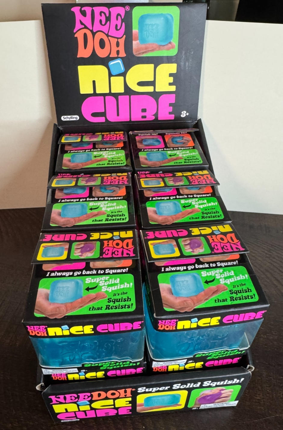 NEW Needoh Nice Cubes blue, purple, pink lot of 12 bulk Schylling w display box