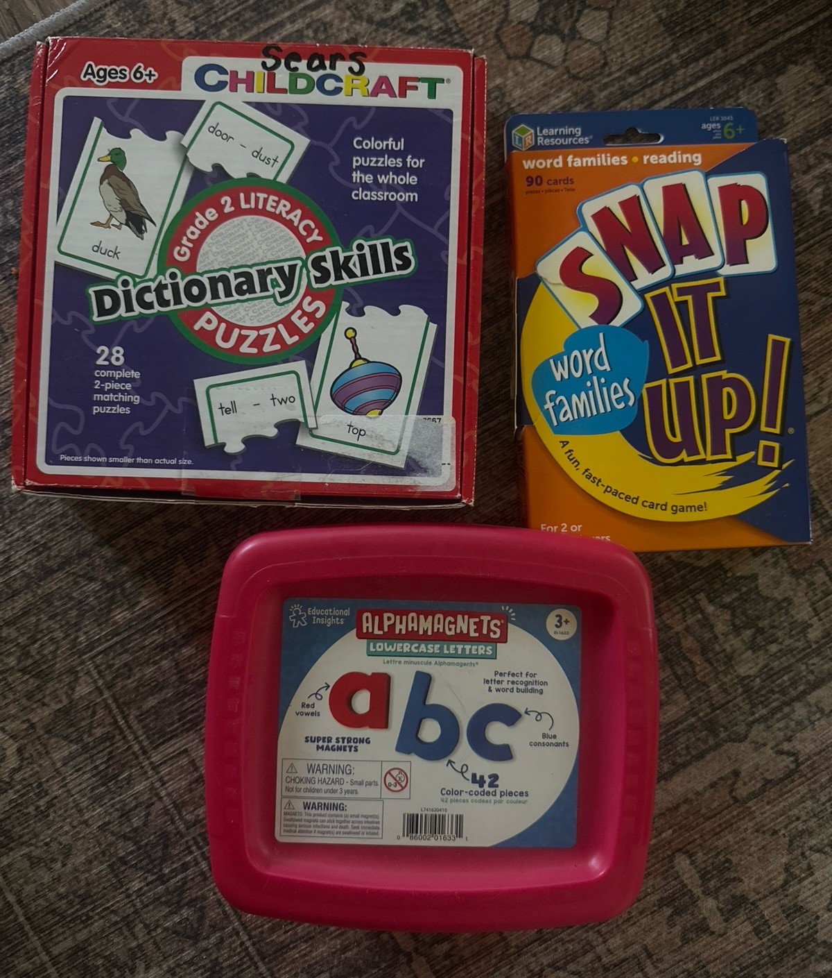 Snap It Up! Phonics Reading Word Families Lot Of 3 Learning Games